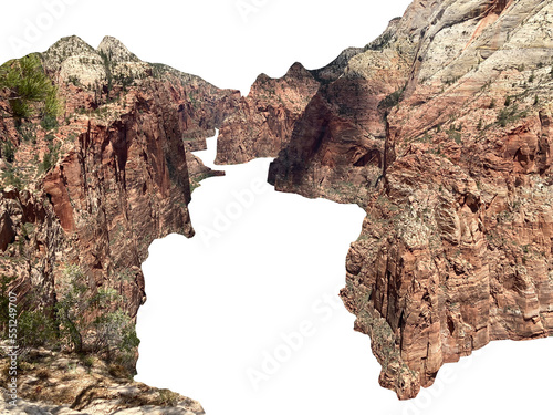 Isolated PNG cutout of a red canyon - Zion National Park on a transparent background 