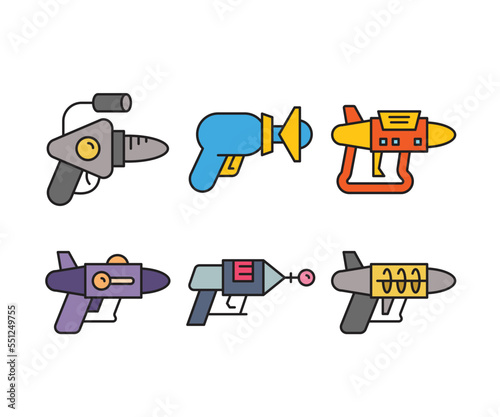 space blaster gun icons set vector illustration