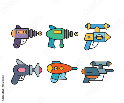 space blaster gun icons set vector illustration