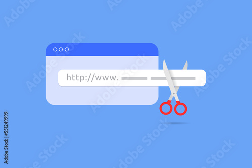 short and custom URLs, url shortener technology and generator, scissor cut an address bar or link to make it shorter photo