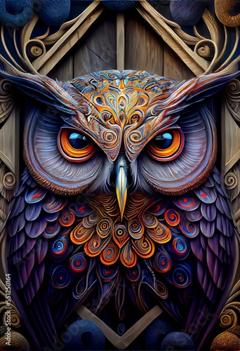 Midjourney abstract render of an owl