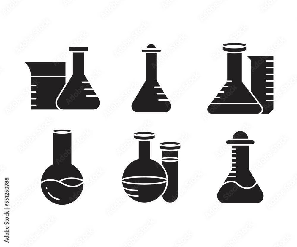 laboratory glassware icons set vector illustration