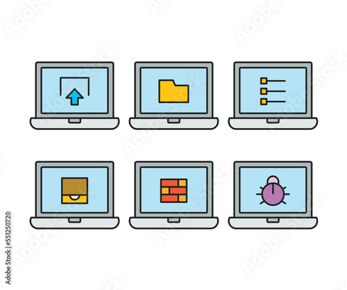 laptop computer and user interface icons