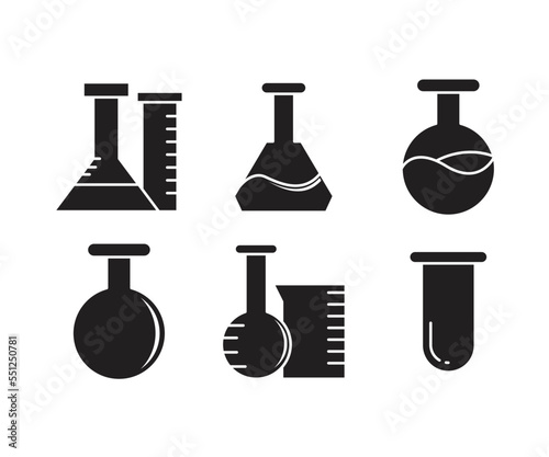 laboratory glassware icons set vector illustration