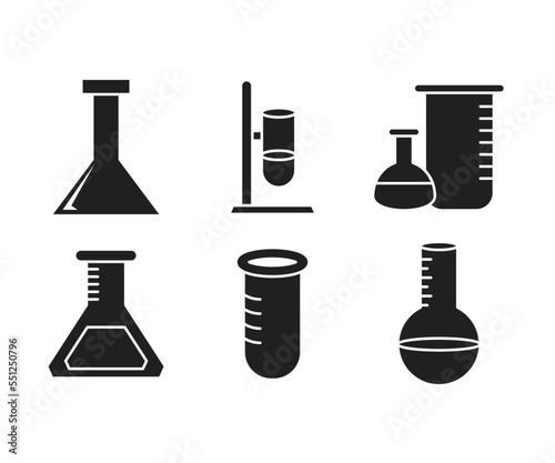 laboratory flask and test tube icons set