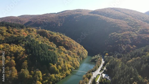 Aerial Autumn view of Pasarel reservoir, Sofia city Region, Bulgaria photo