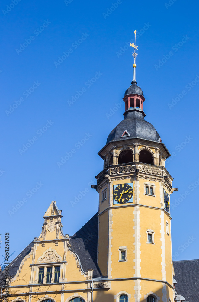 Tower of the historic town hall in Kothen (Anhalt), Germany