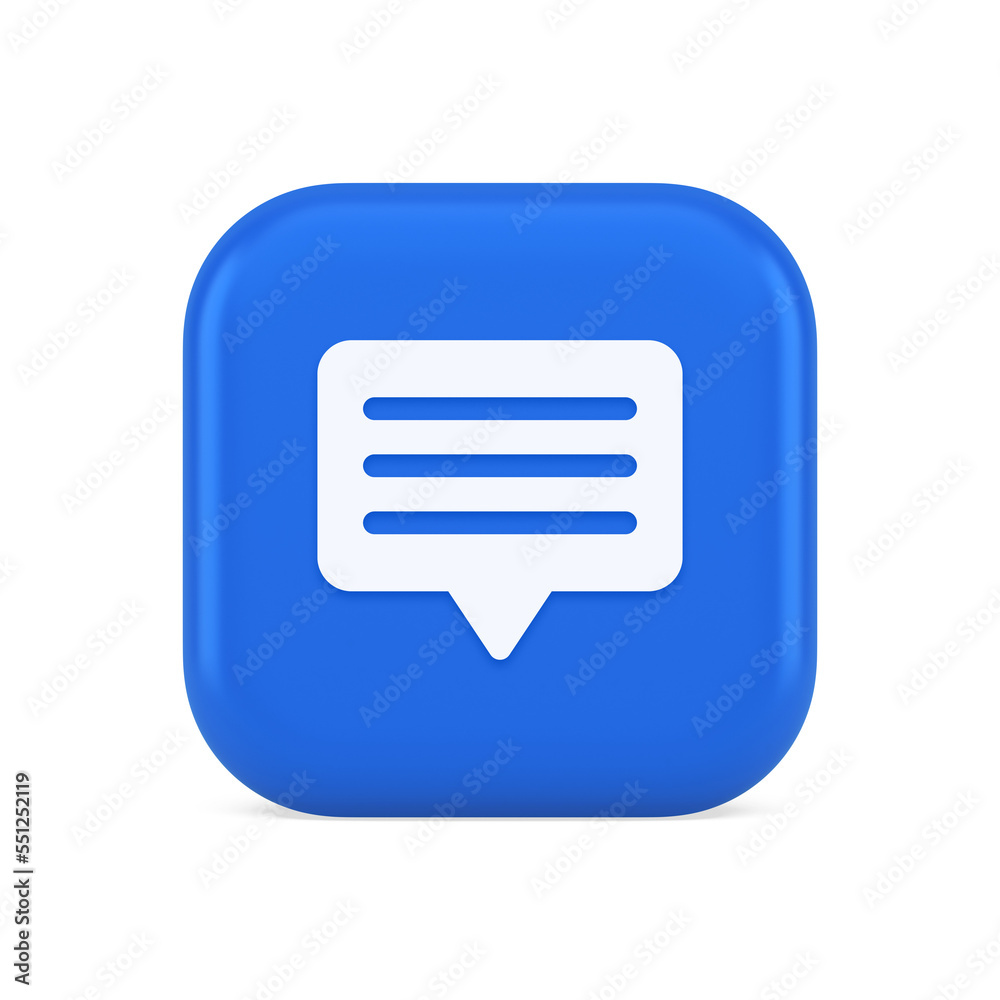 Chat box speech bubble button social networks texting internet communication 3d icon Chat box speech bubble button social networks texting internet communication 3d icon