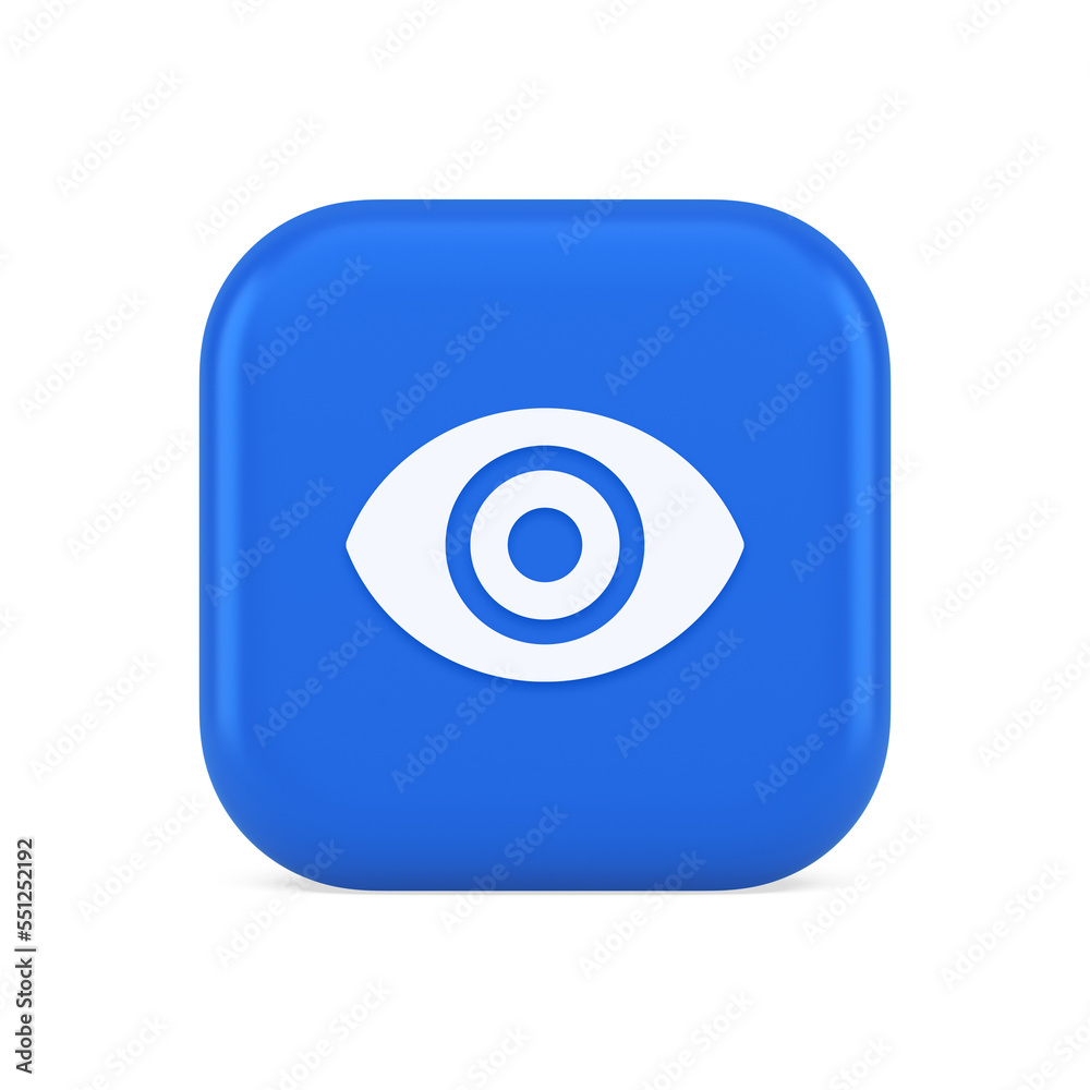 Eye button visibility searching optical lens web application 3d realistic icon Eye button visibility searching optical lens web application 3d realistic icon