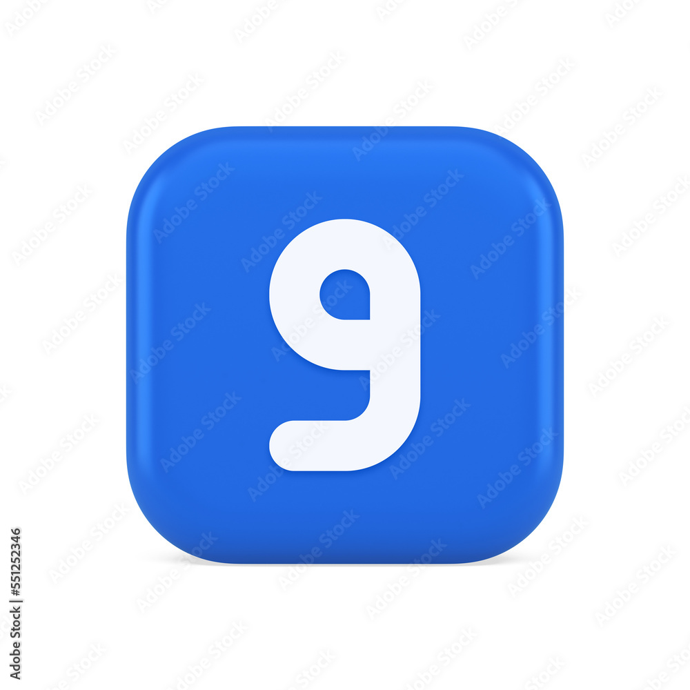 Nine number blue button calculation math financial budget web app 3d realistic icon Nine number blue button calculation math financial budget web app 3d realistic icon