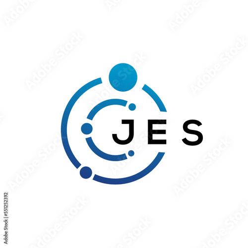 JES letter technology logo design on white background. JES creative initials letter IT logo concept. JES letter design. photo