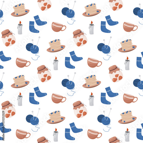 seamless pattern with cozy home elements 