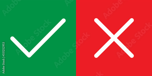 Set of Check and cross mark, yes and no symbol vector illustration, bad good choice