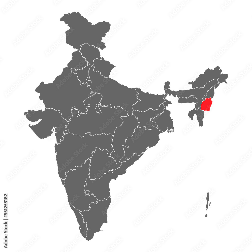 Obraz premium India map graphic, travel geography icon, indian region MANIPUR, vector illustration
