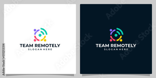 Unity or Teamwork logo design template with wireless or signal wifi graphic design illustration. icon, symbol, creative.