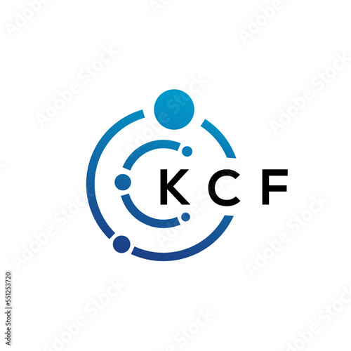KCF letter technology logo design on white background. KCF creative initials letter IT logo concept. KCF letter design.