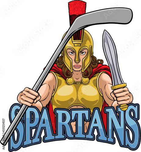 Spartan Woman Ice Hockey Sports Team Mascot