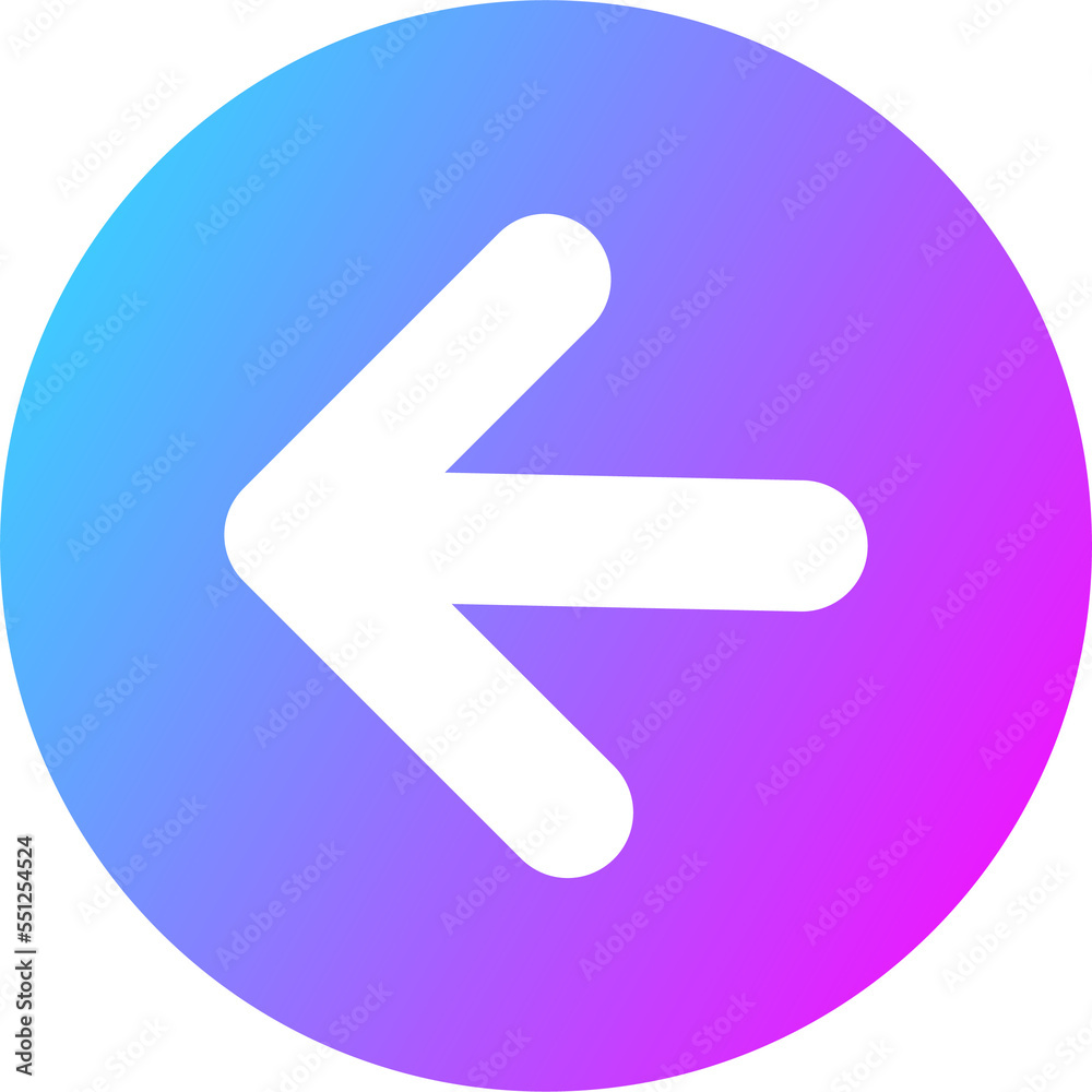 Left arrow direction solid icon in gradient colors. Interface signs illustration. Left arrow direction solid icon in gradient colors. Interface signs illustration.
