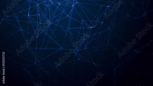 Technological blue background with linked plexus matrix lines. The concept of blockchain, business, medicine, neural networks, artificial intelligence