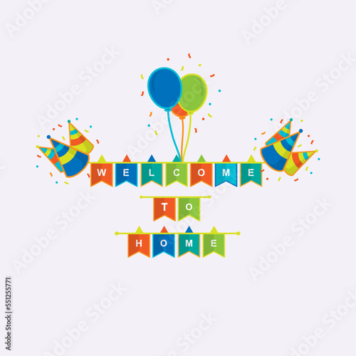 Welcome to home composition colorful origami style background design.