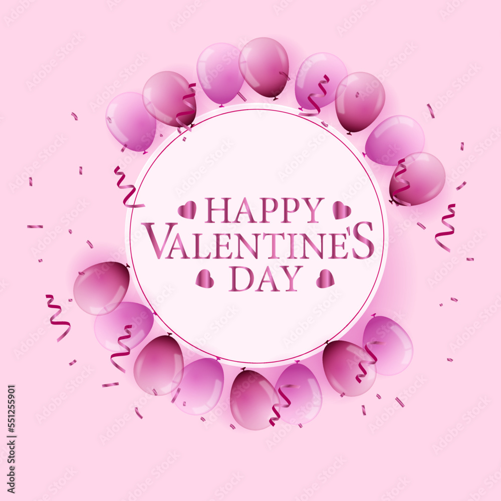 Valentines day background decorative balloon love hearts text.