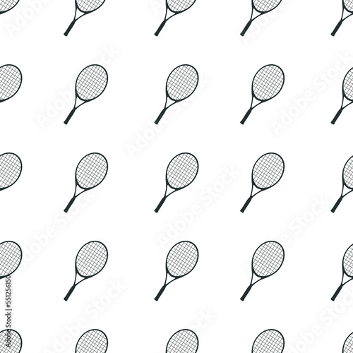 Hand drawn seamless pattern. Tennis racket