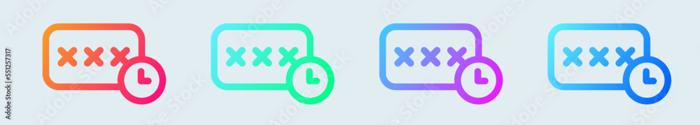 Obraz premium Temporary password line icon in gradient colors. Access signs vector illustration.