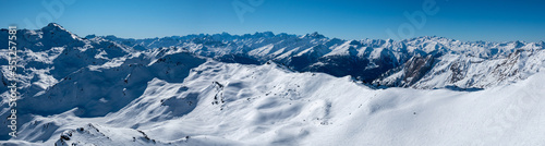 Mountain range in ski resort Trois Vallees, France © anderm
