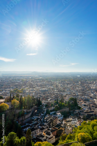Cityscape from Alhambra in Granada, Spain on November 26, 2022