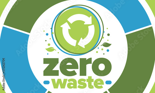 Zero Waste. Ecology poster. Refuse and Reduce. To Reuse and Recycle. Green January for environment. Eco friendly lifestyle. Save the planet. No plastic, only eco bag. Vector illustration