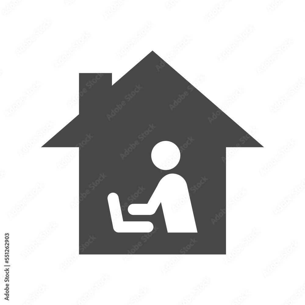 Home office black vector icon. Working from home filled symbol. Home office black vector icon. Working from home filled symbol.