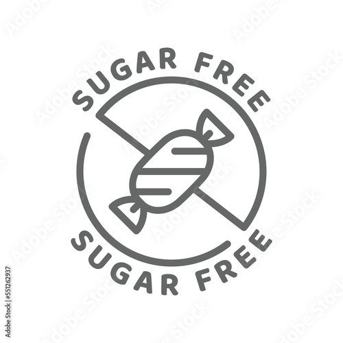 Sugar free vector icon. Ingredients label badge, no sugar.