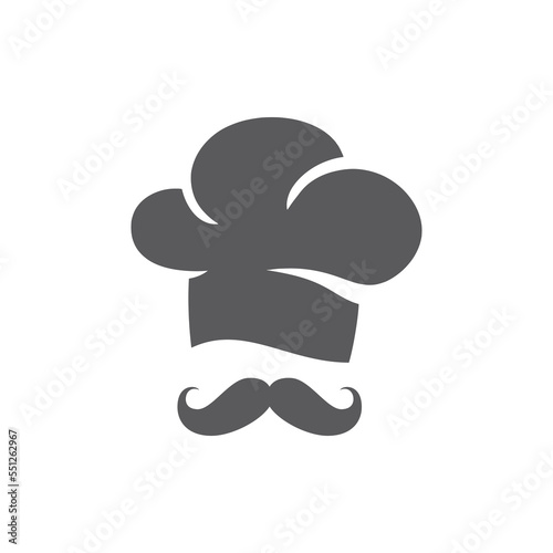 Chef cap with mustache vector icon. Cook, cooking and restaurant logo filled design.