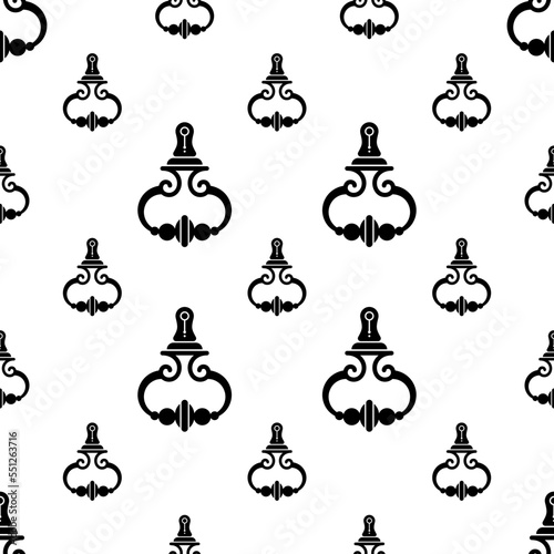 Door Knocker Icon Seamless Pattern, Metal Door Furniture