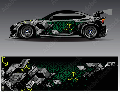 Car wrap design vector. Graphic abstract stripe racing background kit designs for wrap vehicle  race car  rally  adventure and livery