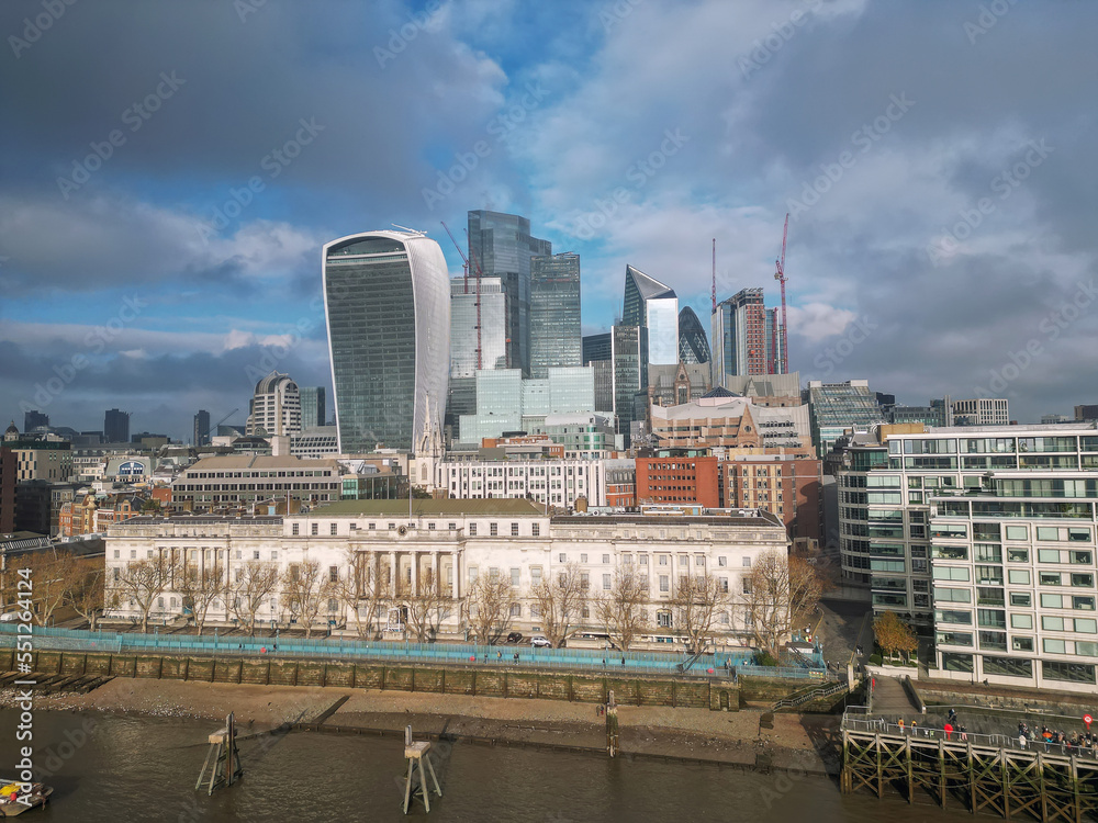 Obraz premium The City of London is one of the world's leading centers of finance. This view includes Tower 42 Gerkin, Willis Building, Tower Stock Exchange and Lloys of London