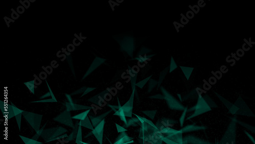 Abstract plexus geen geometry background. Digital technology network connection concept. 3D rendered illustration.