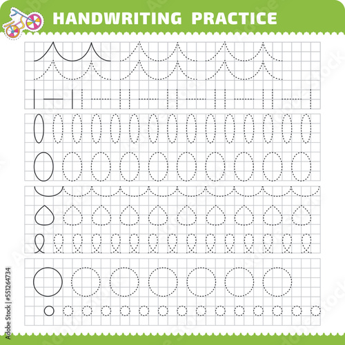 Educational practice with tracing lines for writing study