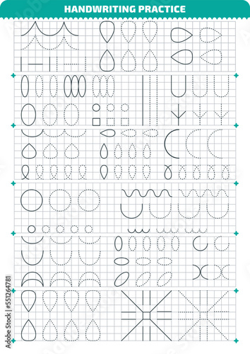 Educational worksheet for preschoolers with tracing lines for writing study from easy level to hard.