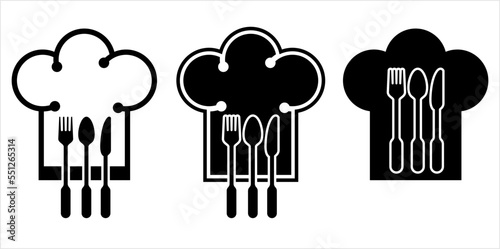Chef Hat Fork Spoon Knife Icon M_2212001