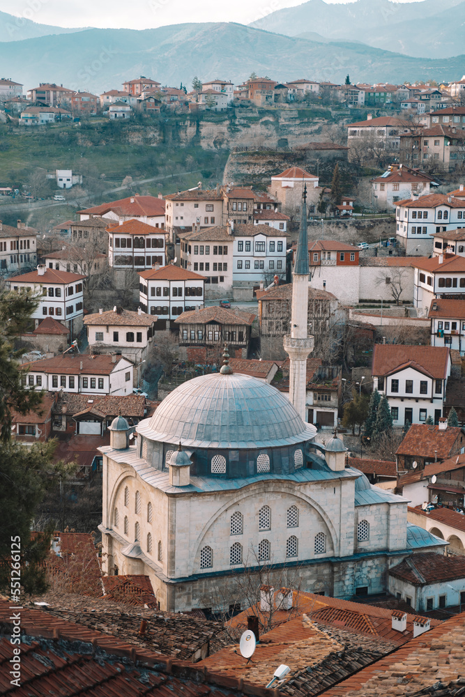 Traditional Ottoman Houses in Safranbolu. Ottoman houses, old mosuqes and historical buildings . Safranbolu UNESCO World Heritage Site. Old wooden mansions turkish architecture. Safranbolu landscape 