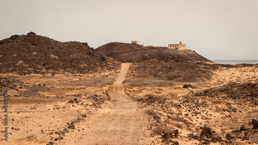 Spain - Lobos Island dry landscape Spain - Lobos Island dry landscape