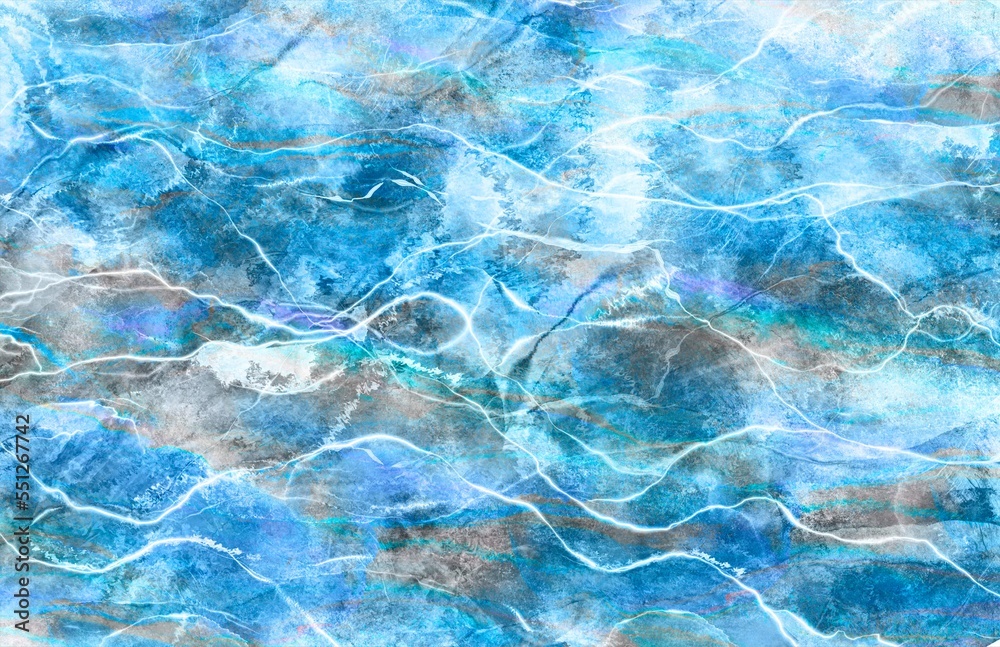 Obraz premium Alcohol ink blue texture. Tabby Gem Texture Background.Fractal Art. Precious Fabulous Pattern. Marble abstract acrylic background. Nature blue marbling artwork. metallic swirls, and foamy sprays of