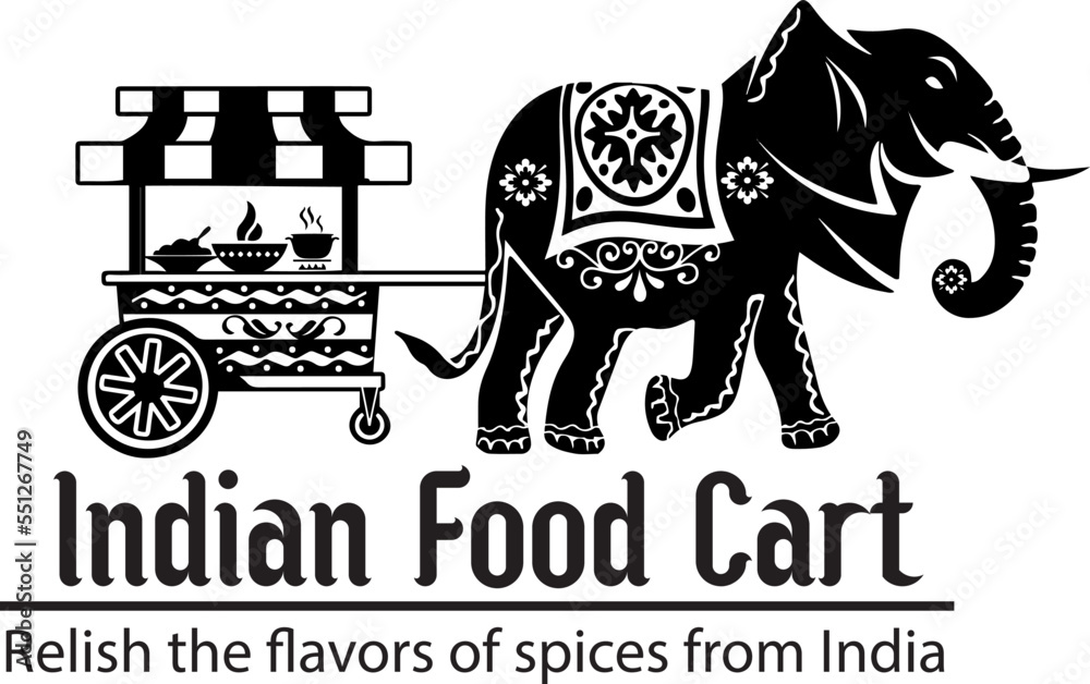Indian food cart logo, Indian food truck logo, Indian spicy food