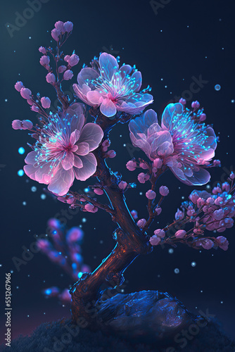 Beautiful cherry blossom illustration. Abstract floral design for prints, postcards or wallpaper