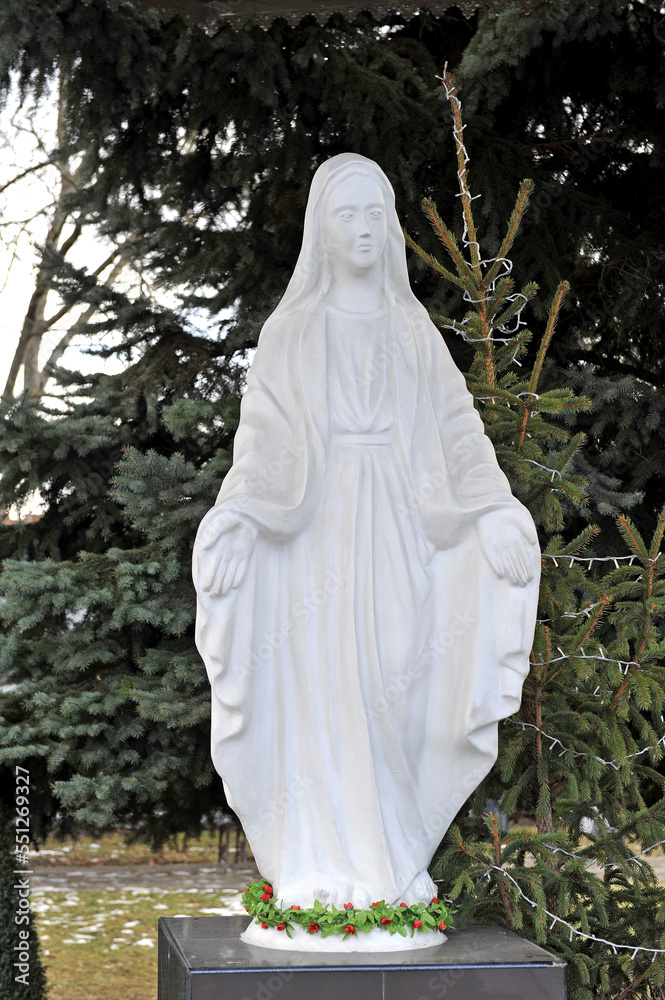 Sculpture virgin mary as symbol of love mildness and obedience