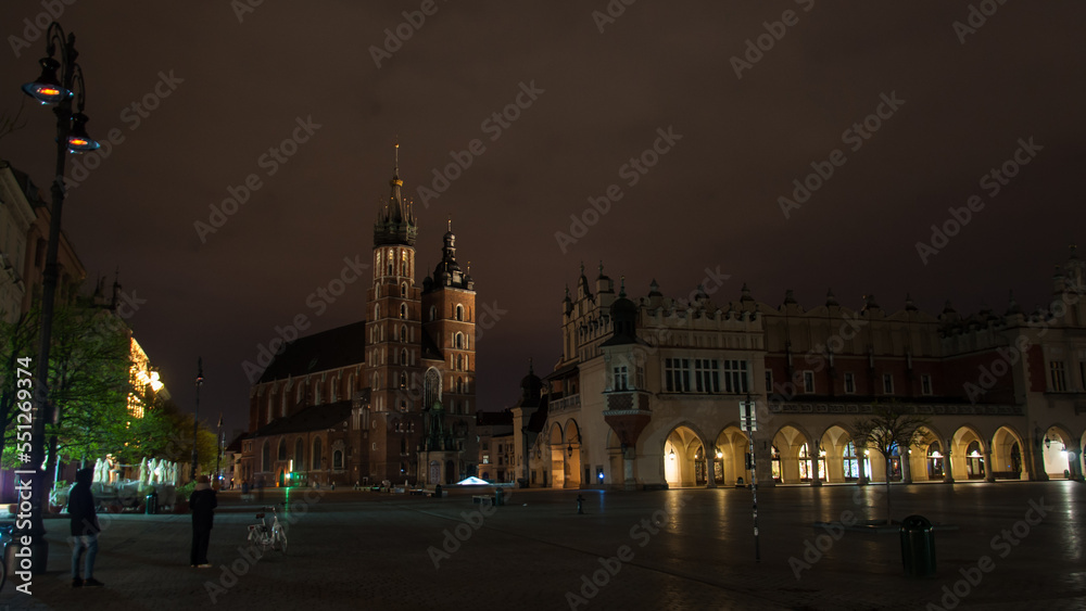 Poland - Cracov - Empty city at night caused by COVID-19 quarantaine 