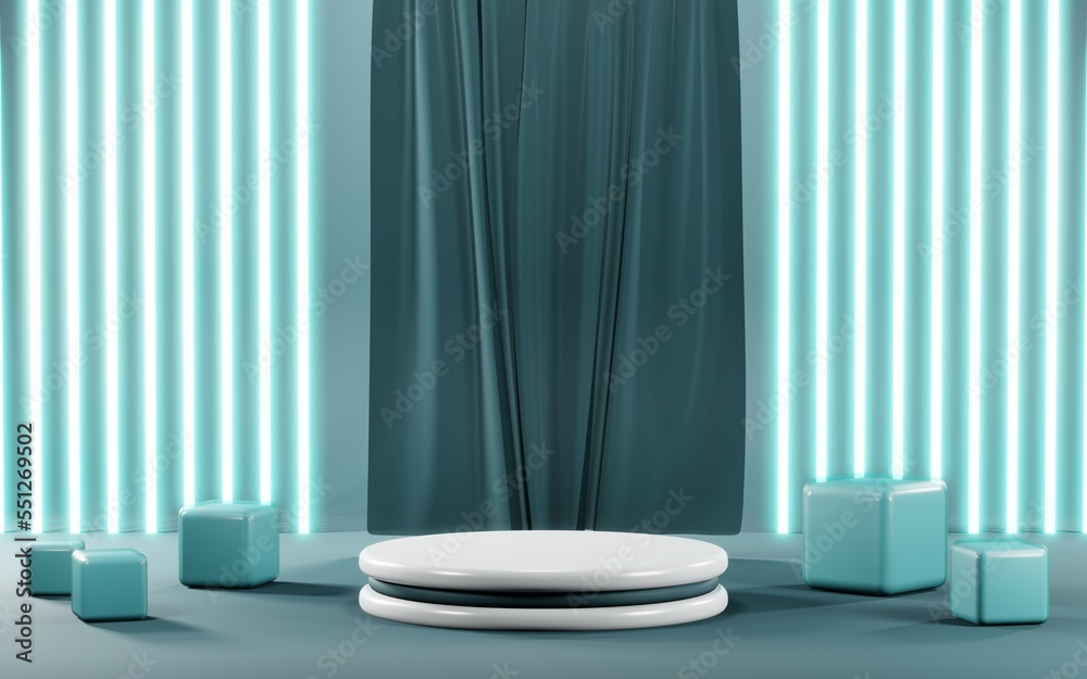 3D render of Podium background in blue tones for displaying cream products. cosmetics 3D render of Podium background in blue tones for displaying cream products. cosmetics