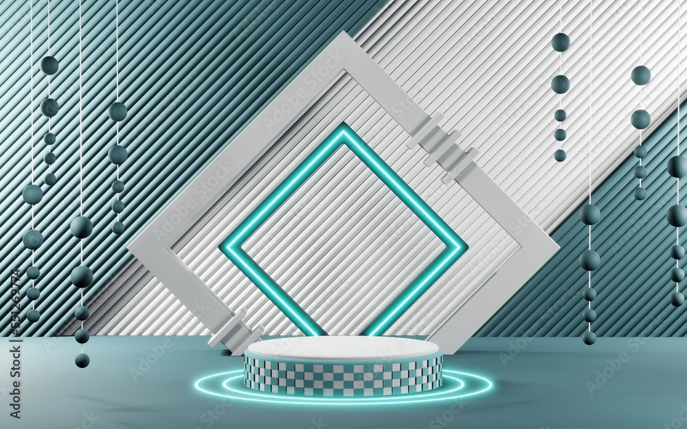 3D render of Podium background in blue tones for displaying cream products. cosmetics 3D render of Podium background in blue tones for displaying cream products. cosmetics