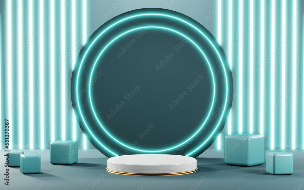 3D render of Podium background in blue tones for displaying cream products. cosmetics 3D render of Podium background in blue tones for displaying cream products. cosmetics